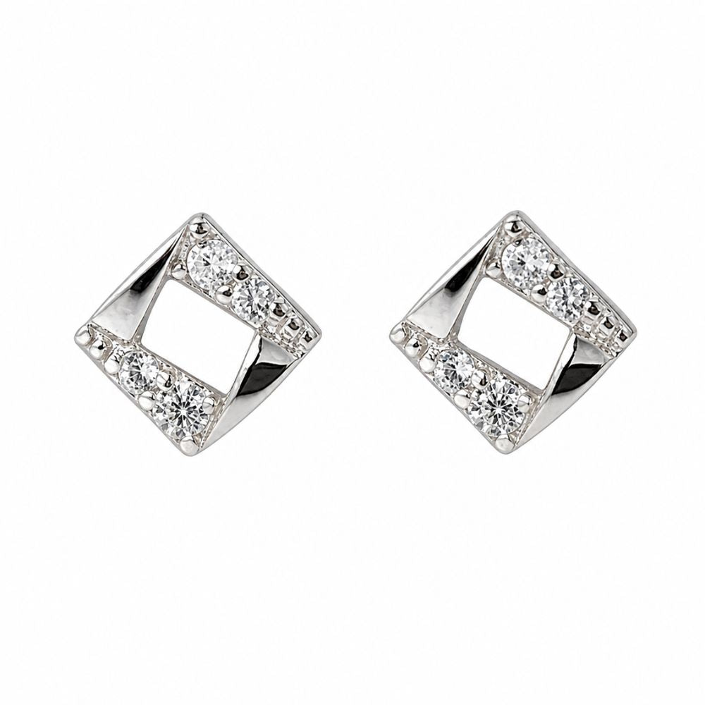 P364 Pierce Earrings silver925 Design Square Minimal Unique Delicate Gift Ladies Elegant
