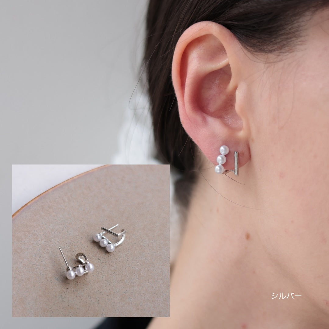 P444 triangle pearl pierce/earring