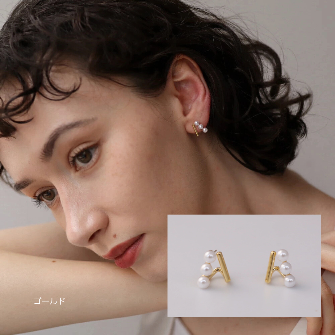 P444 triangle pearl pierce/earring