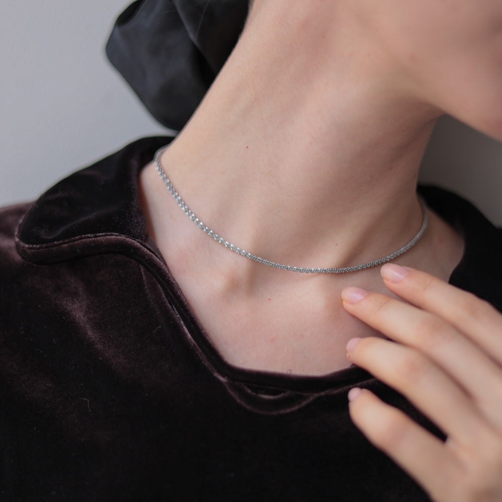 N054 stainless glitter like necklace
