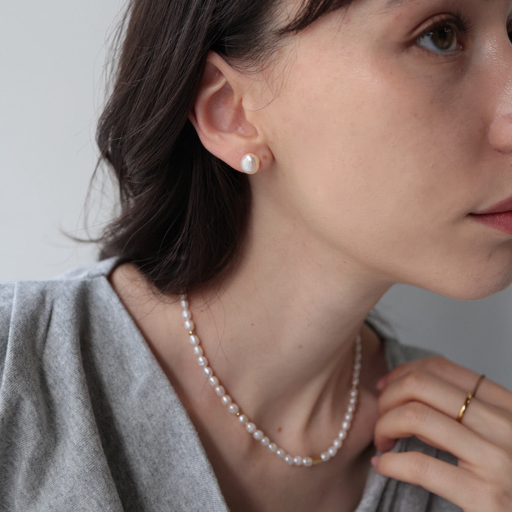 P342 stainless freshwater pearl pierce