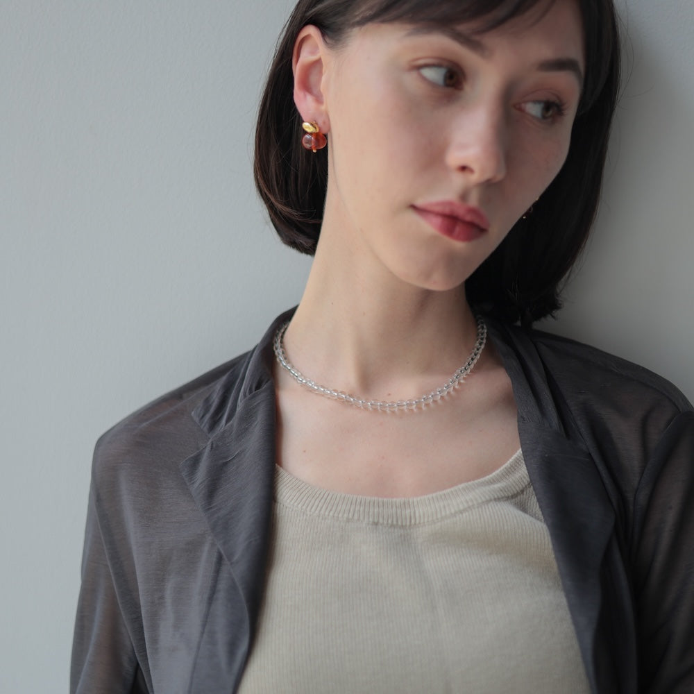 N021 stainless black beads necklace