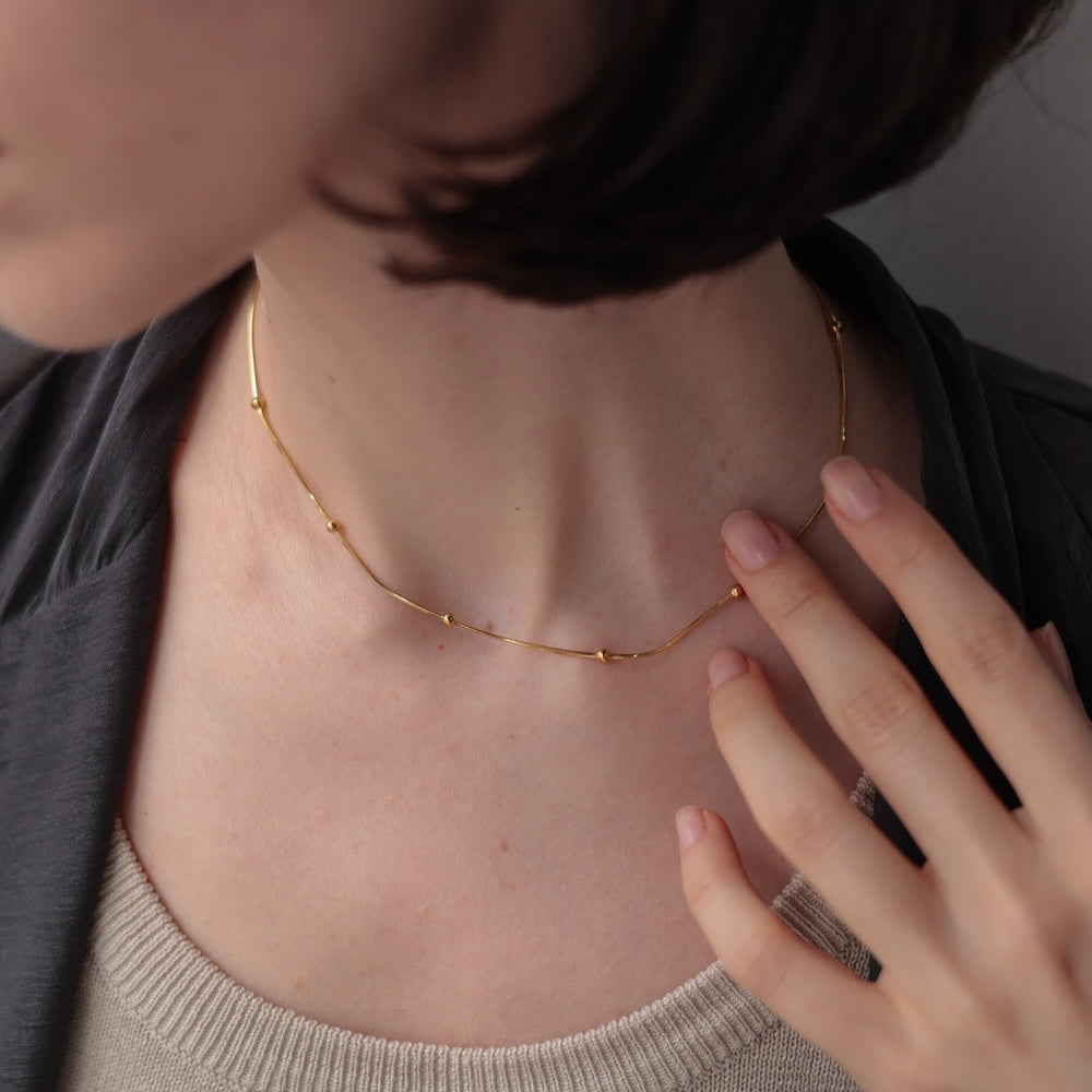 N007 stainless ball snake chain necklace