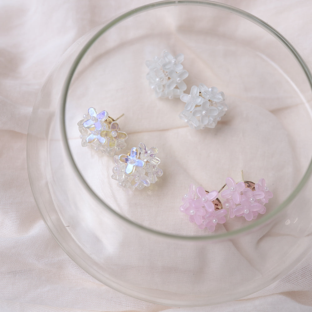P271 handmade clear flower bead statement pierce