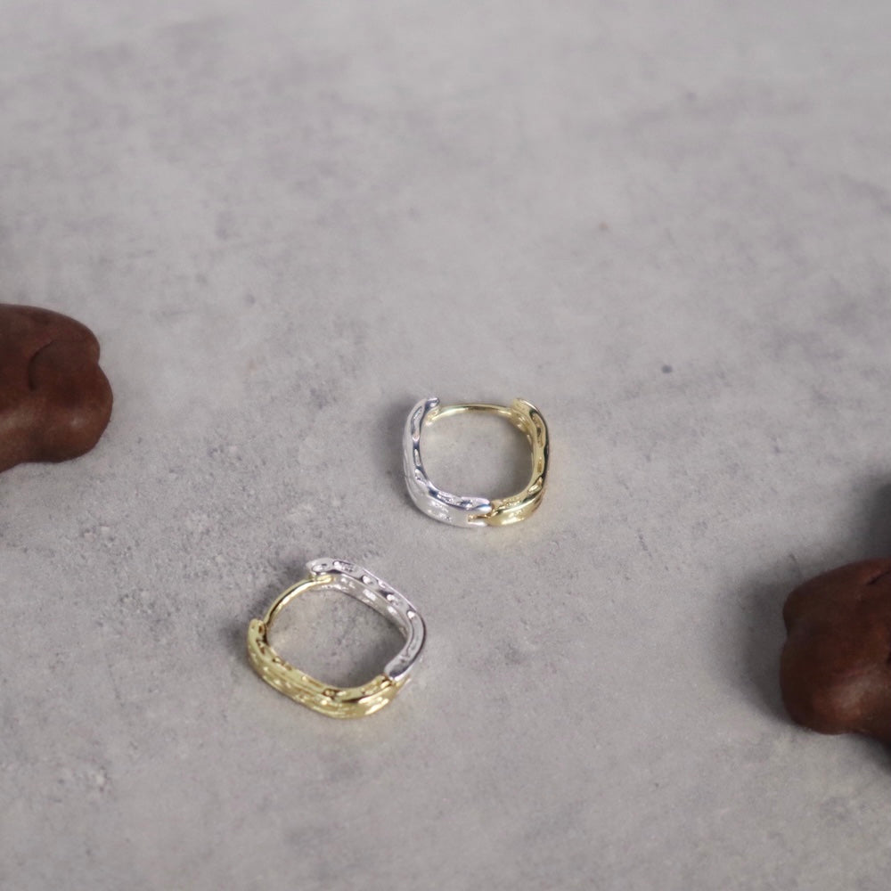 P245 silver925 bi-color square hoop pierce