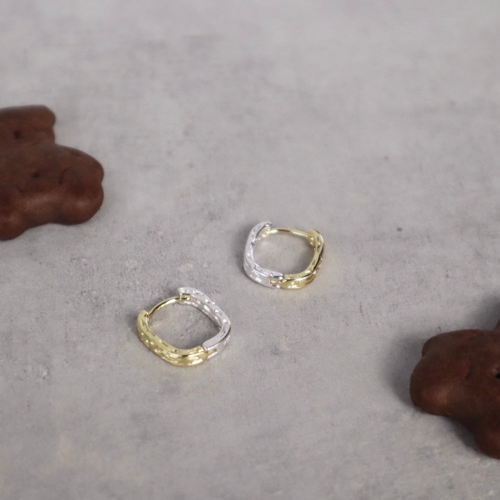 P245 silver925 bi-color square hoop pierce