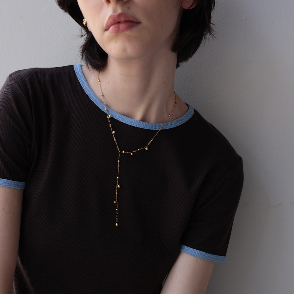 N077 stainless random ball necklace