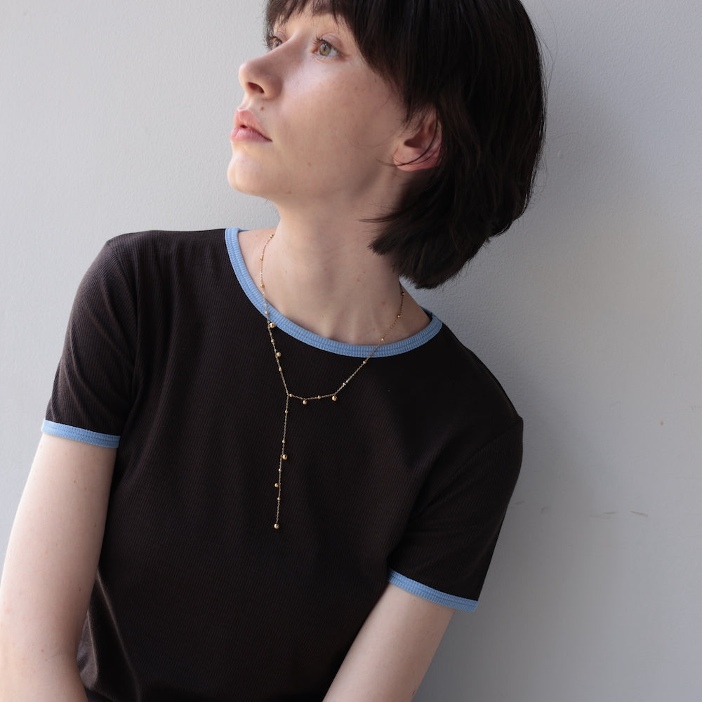 N077 stainless random ball necklace