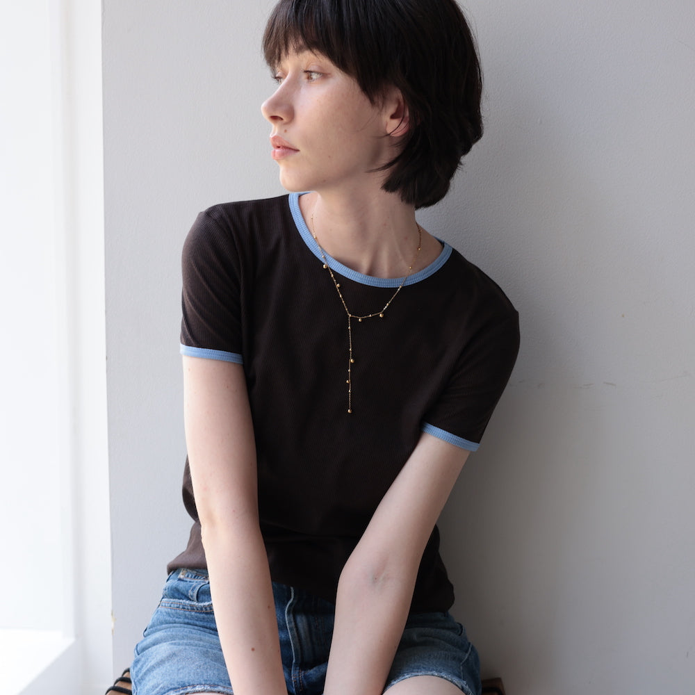N077 stainless random ball necklace