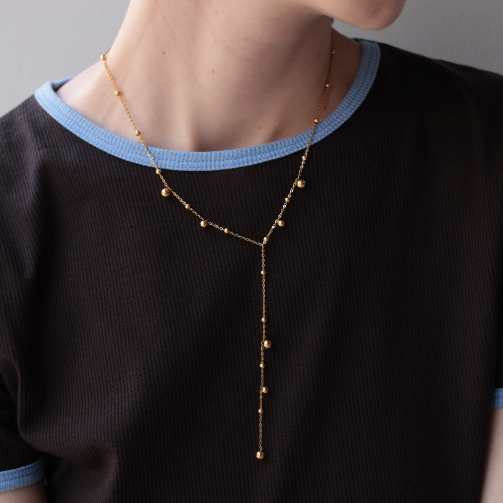 N077 stainless random ball necklace