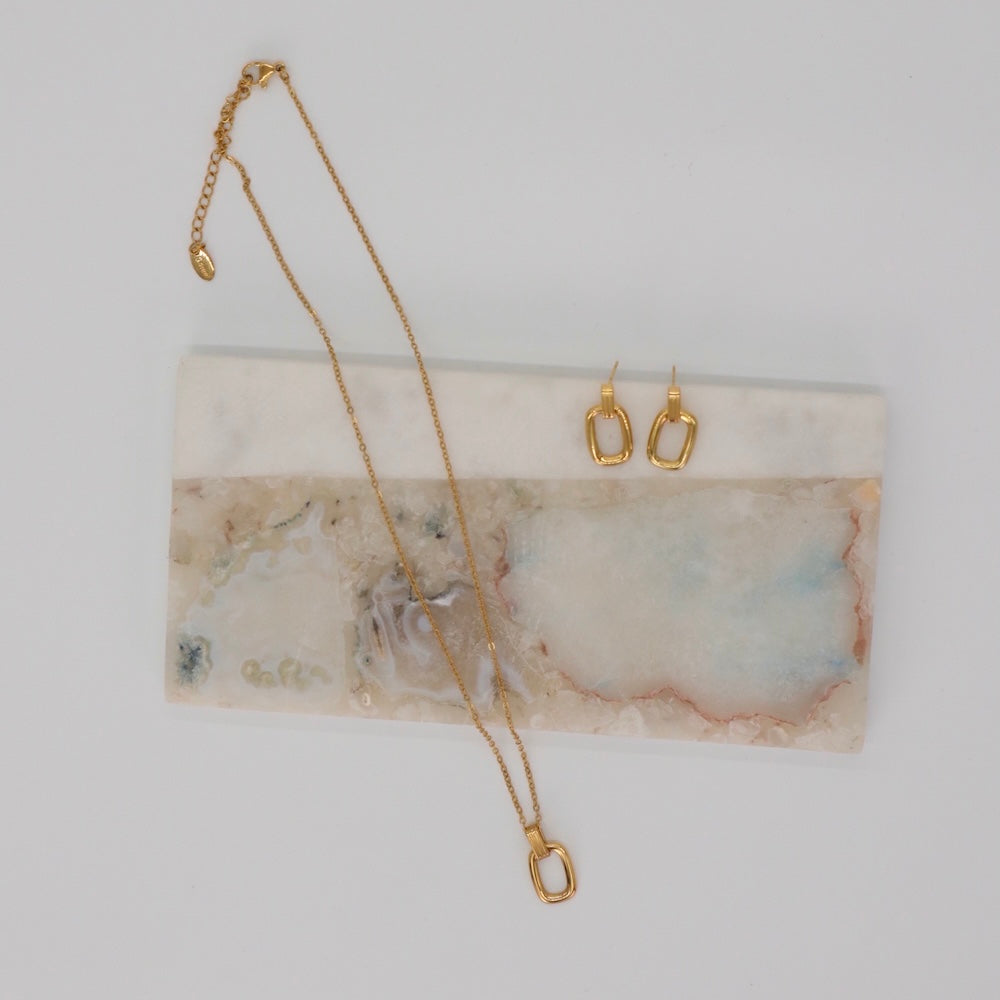 N108 stainless square motif necklace