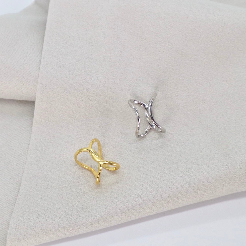 C134 silver925 wide cross earcuff