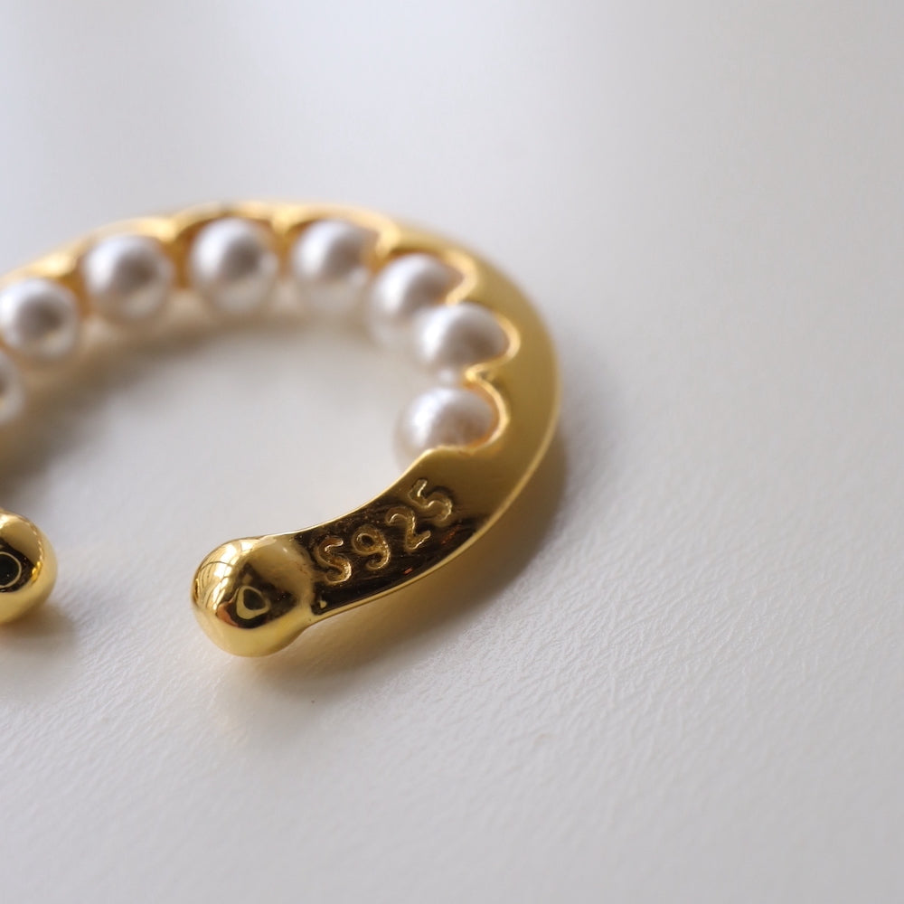 C034 silver925 round pearl ear cuff