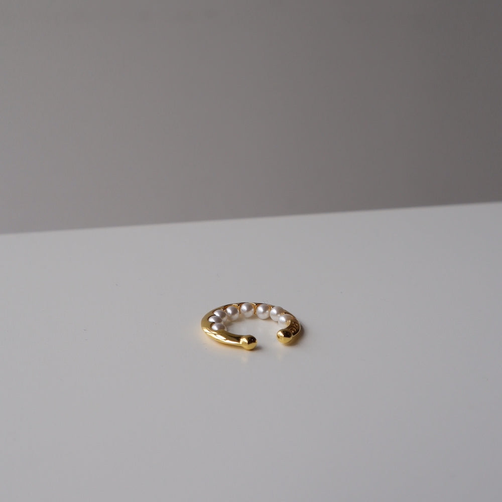 C034 silver925 round pearl ear cuff