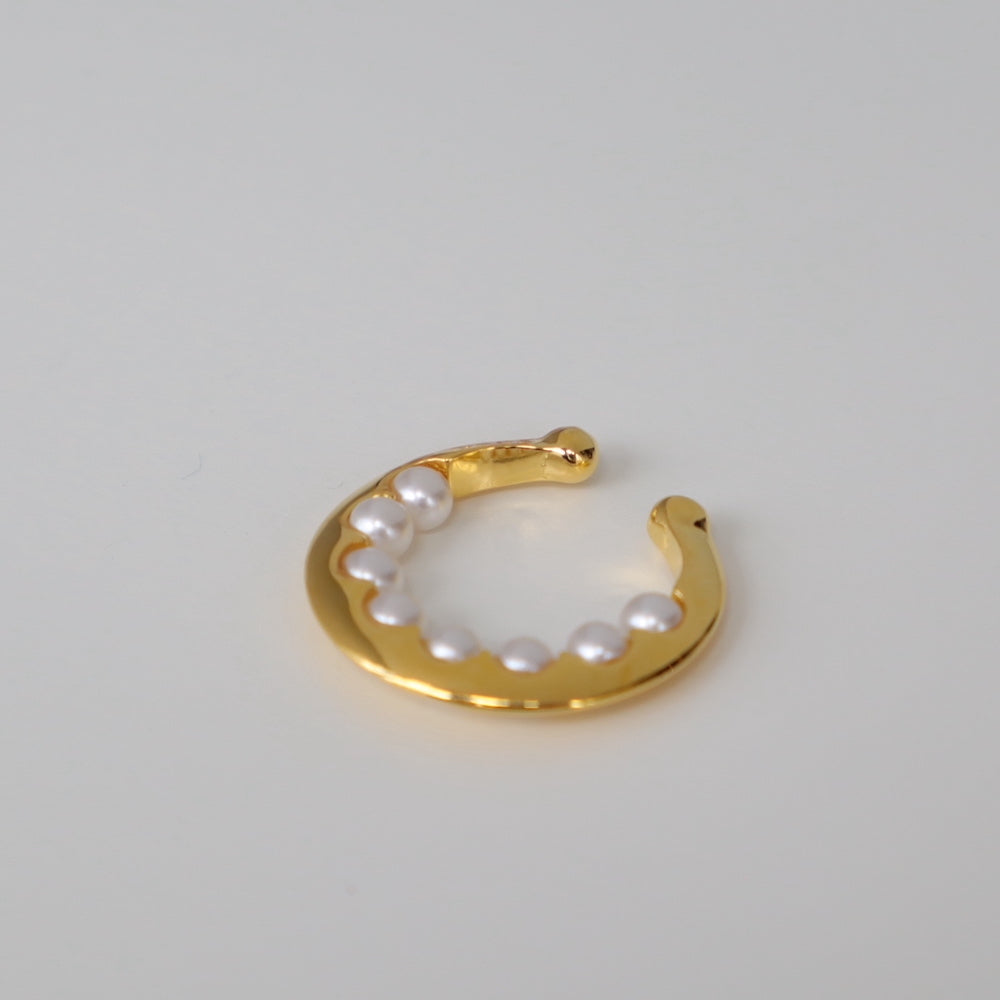 C034 silver925 round pearl ear cuff