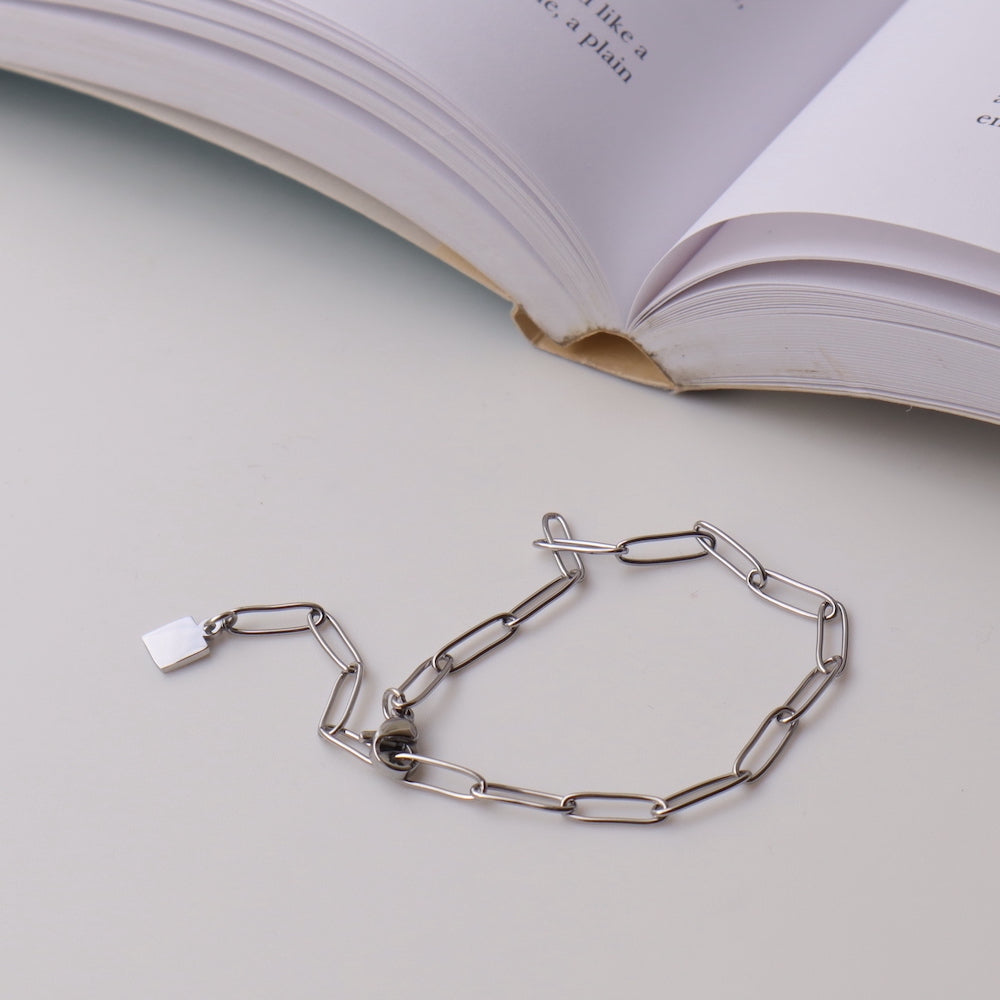 N088 stainless adjust free square charm bracelet