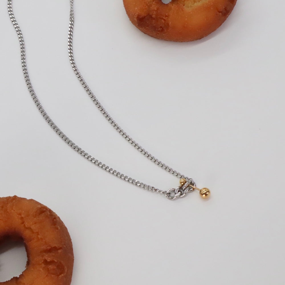 N051 stainless bi-color barbell pendant