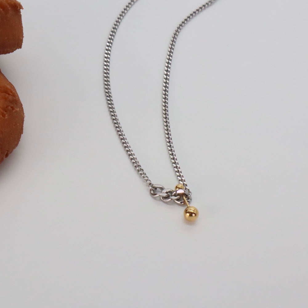 N051 stainless bi-color barbell pendant