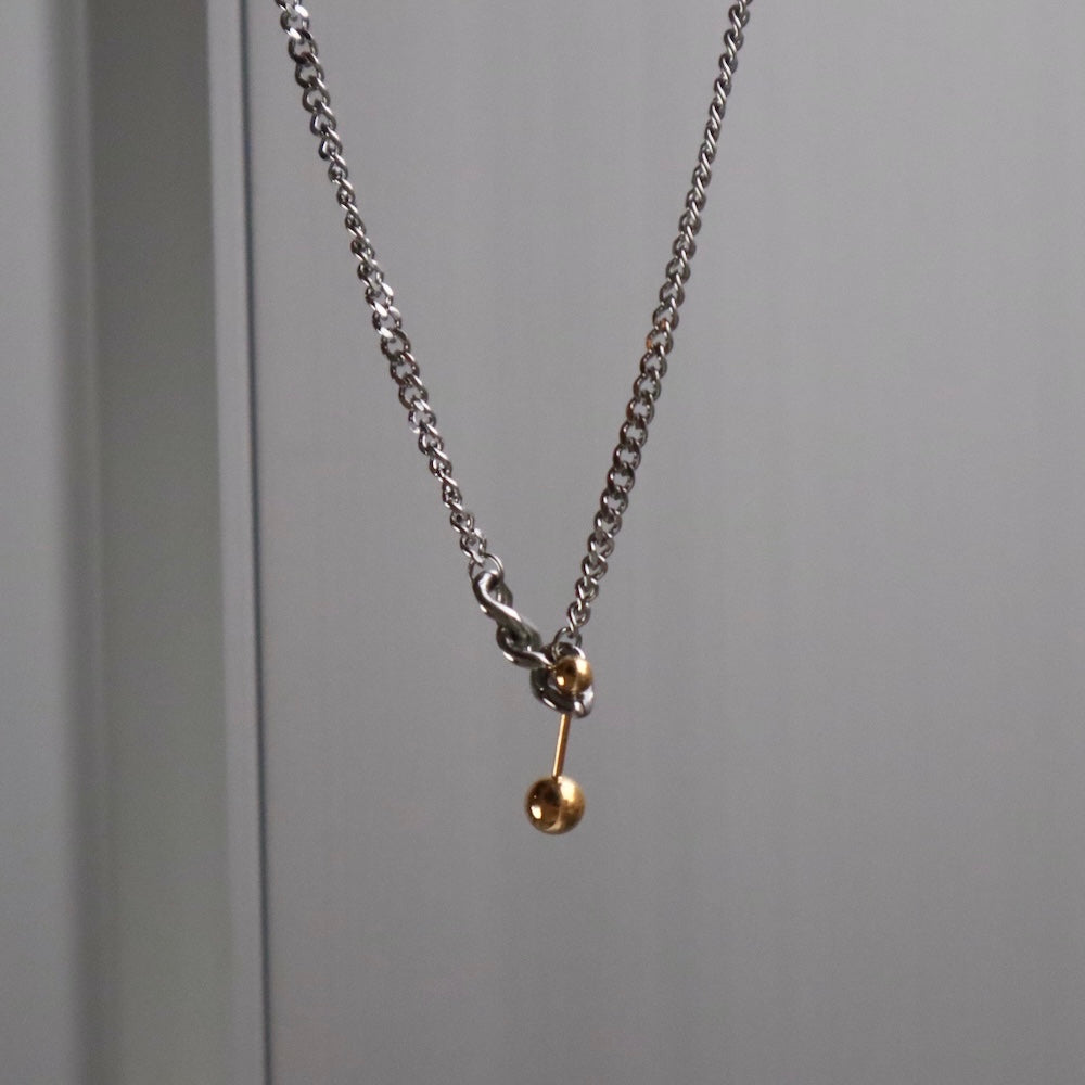 N051 stainless bi-color barbell pendant