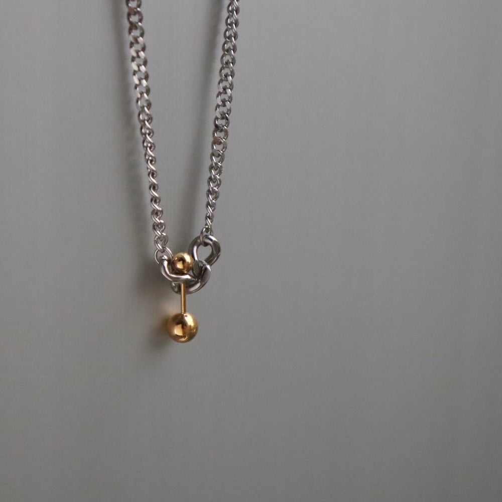 N051 stainless bi-color barbell pendant