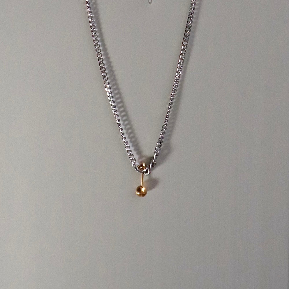 N051 stainless bi-color barbell pendant