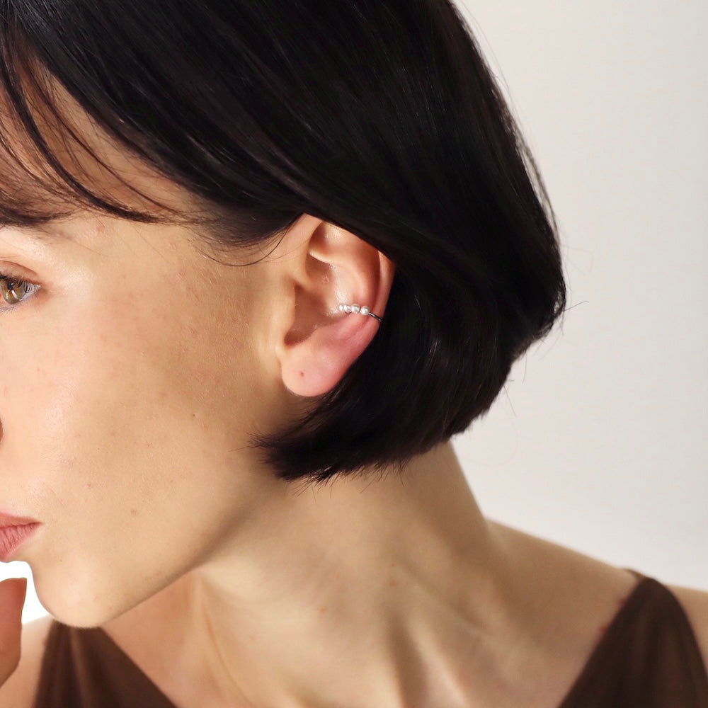 C078 silver925 pearl earcuff