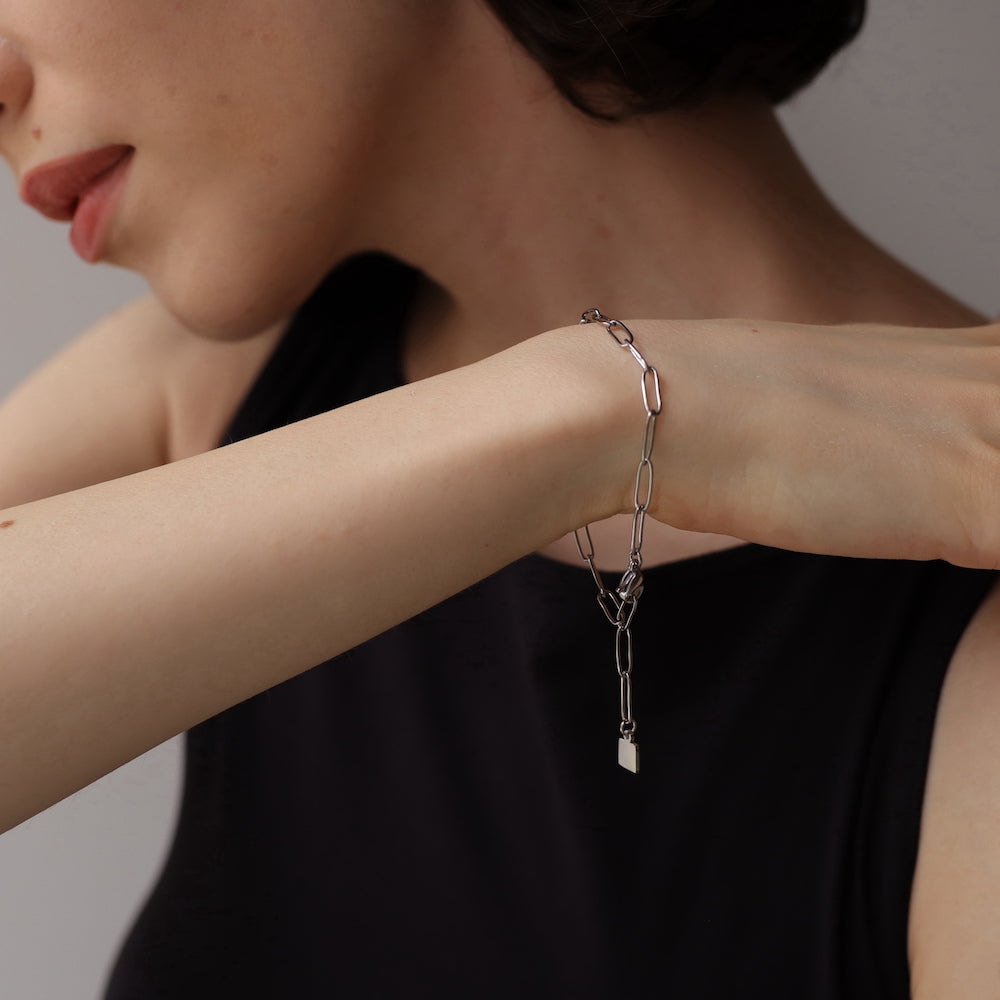 N088 stainless adjust free square charm bracelet