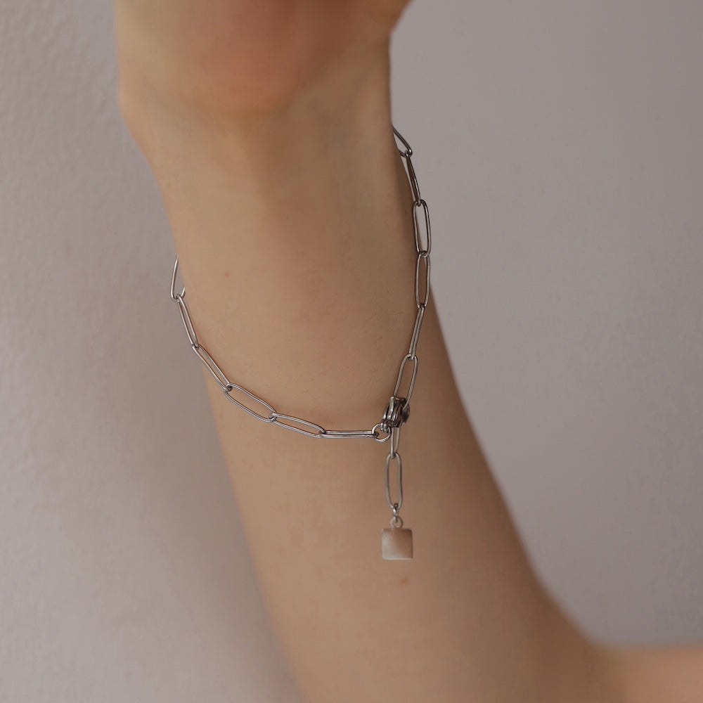 N088 stainless adjust free square charm bracelet