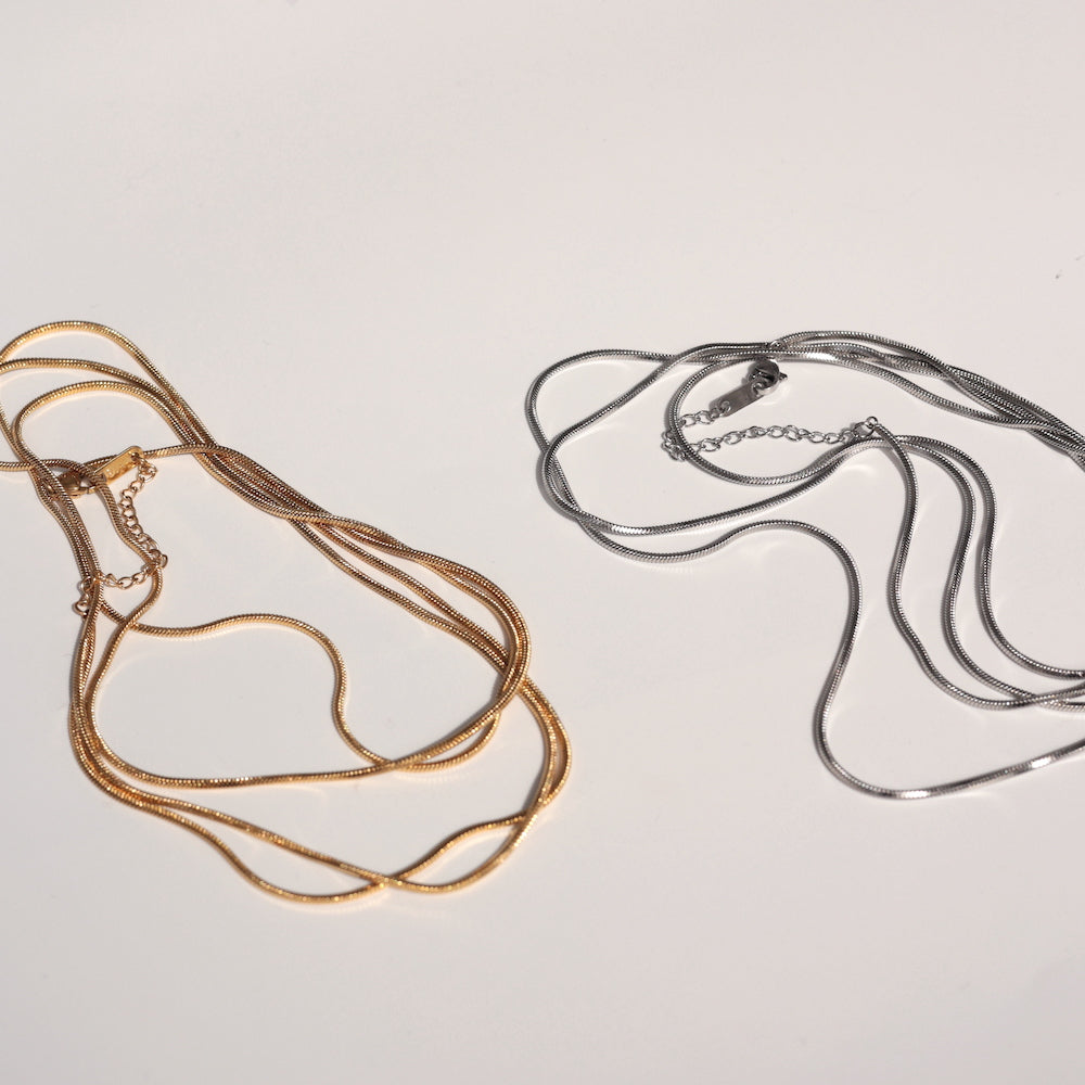 N178 stainless 3way long chain necklace