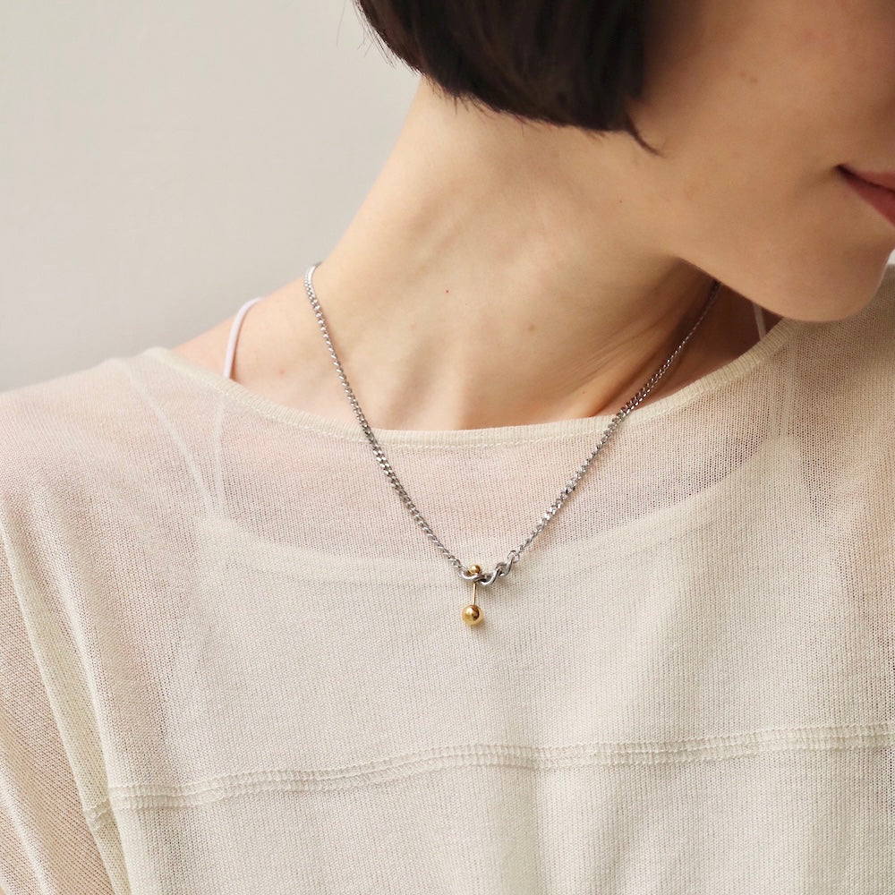 N051 stainless bi-color barbell pendant