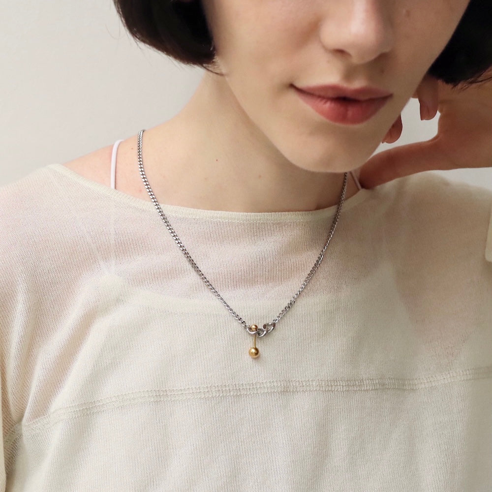 N051 stainless bi-color barbell pendant