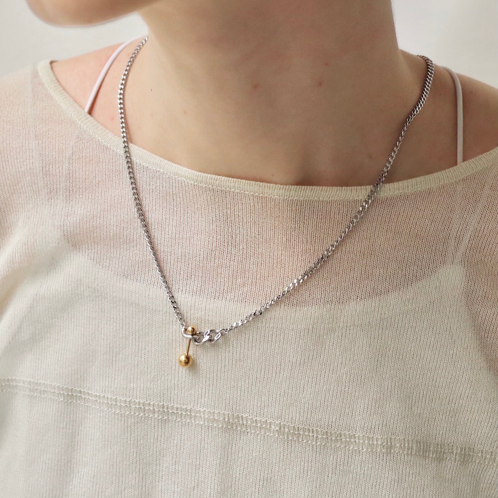 N051 stainless bi-color barbell pendant
