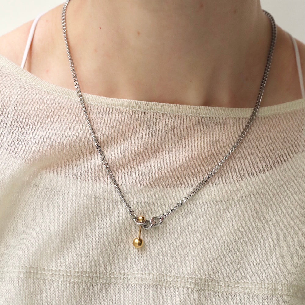 N051 stainless bi-color barbell pendant