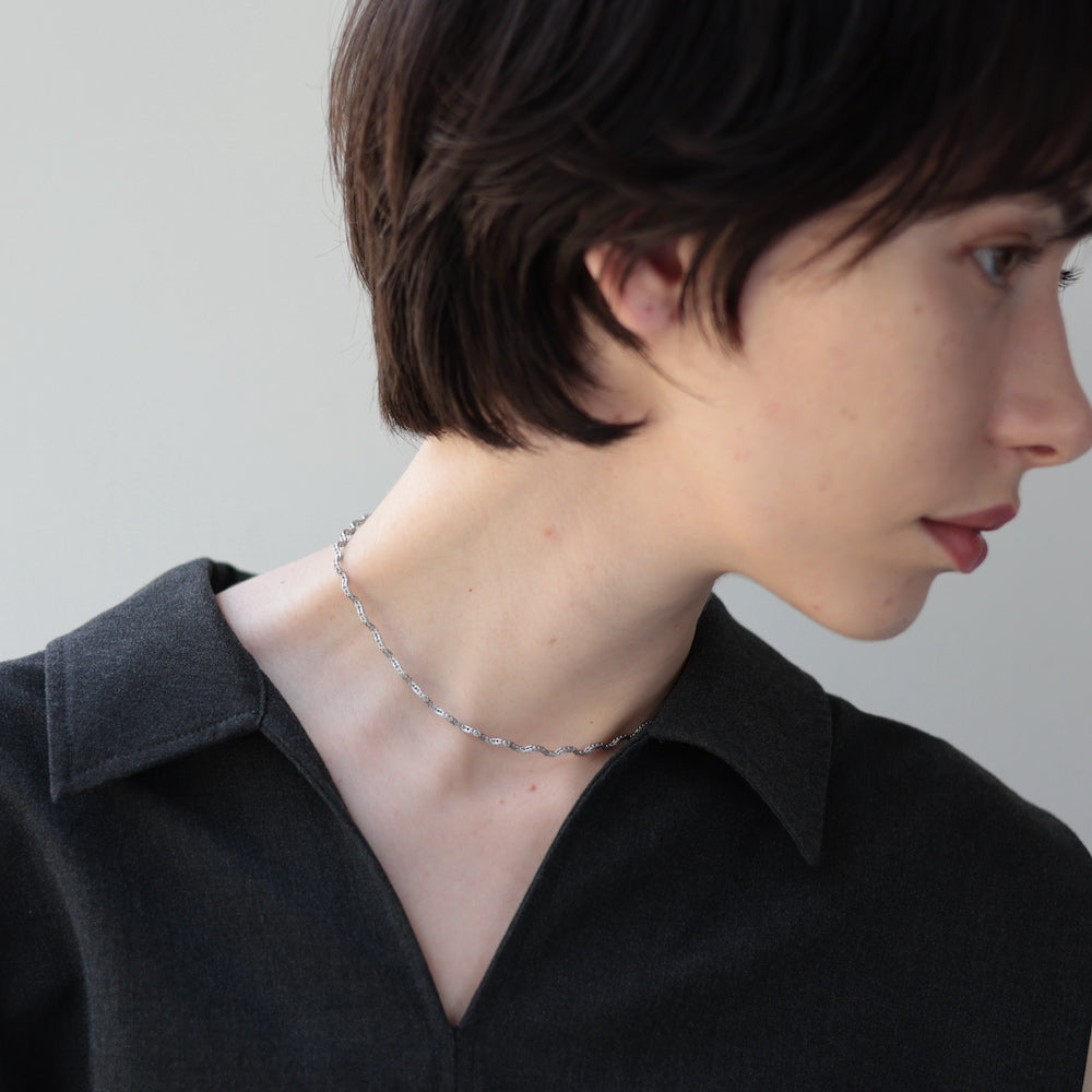 N254 stainless wave necklace