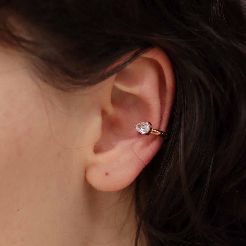 C051 stainless one drop zircon ear cuff