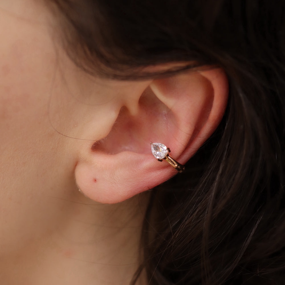 C051 stainless one drop zircon ear cuff