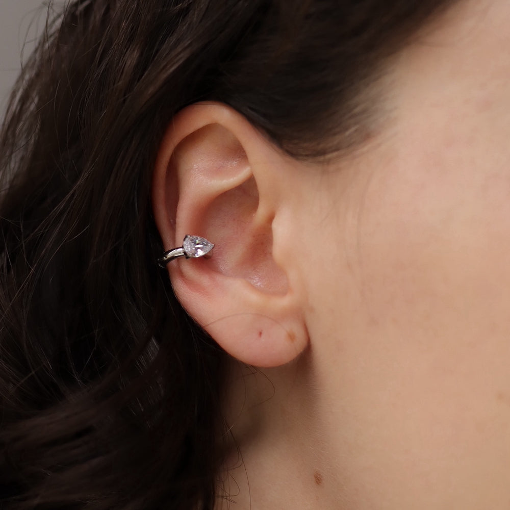 C051 stainless one drop zircon ear cuff