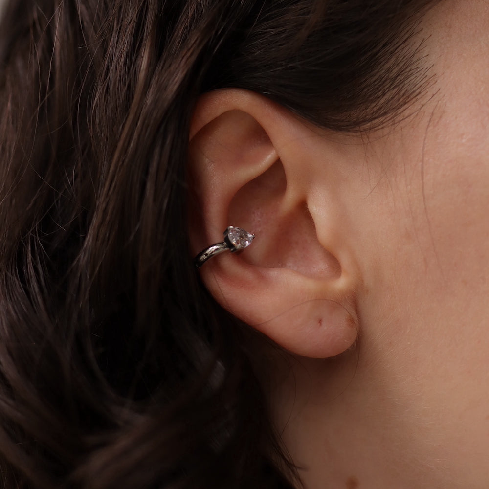 C051 stainless one drop zircon ear cuff