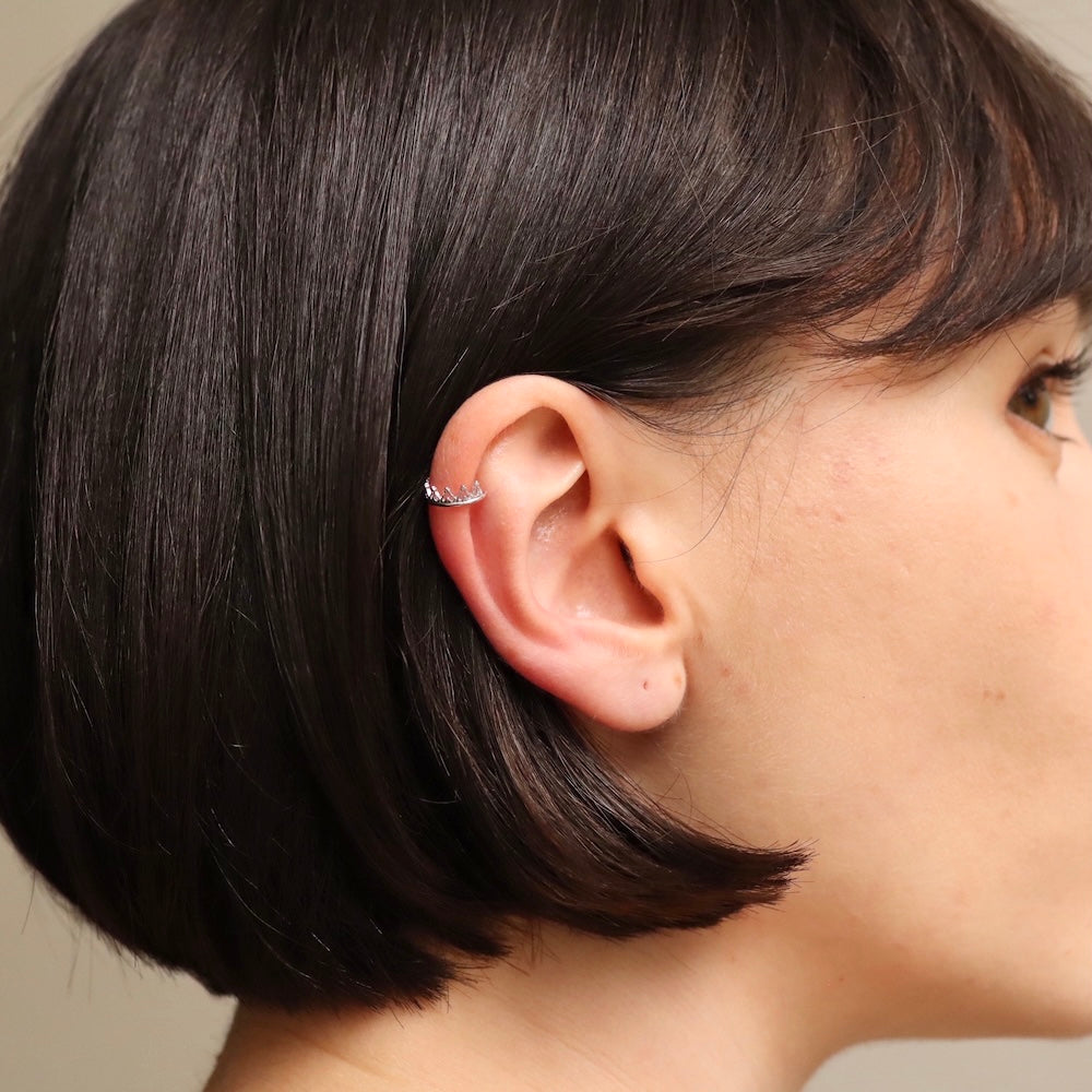 C062 silver925 crown minimum earcuff
