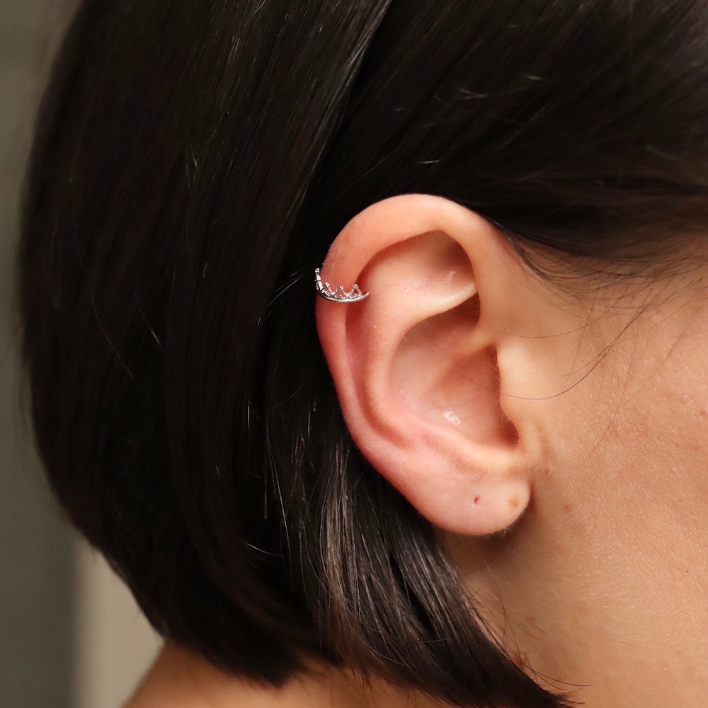 C062 silver925 crown minimum earcuff