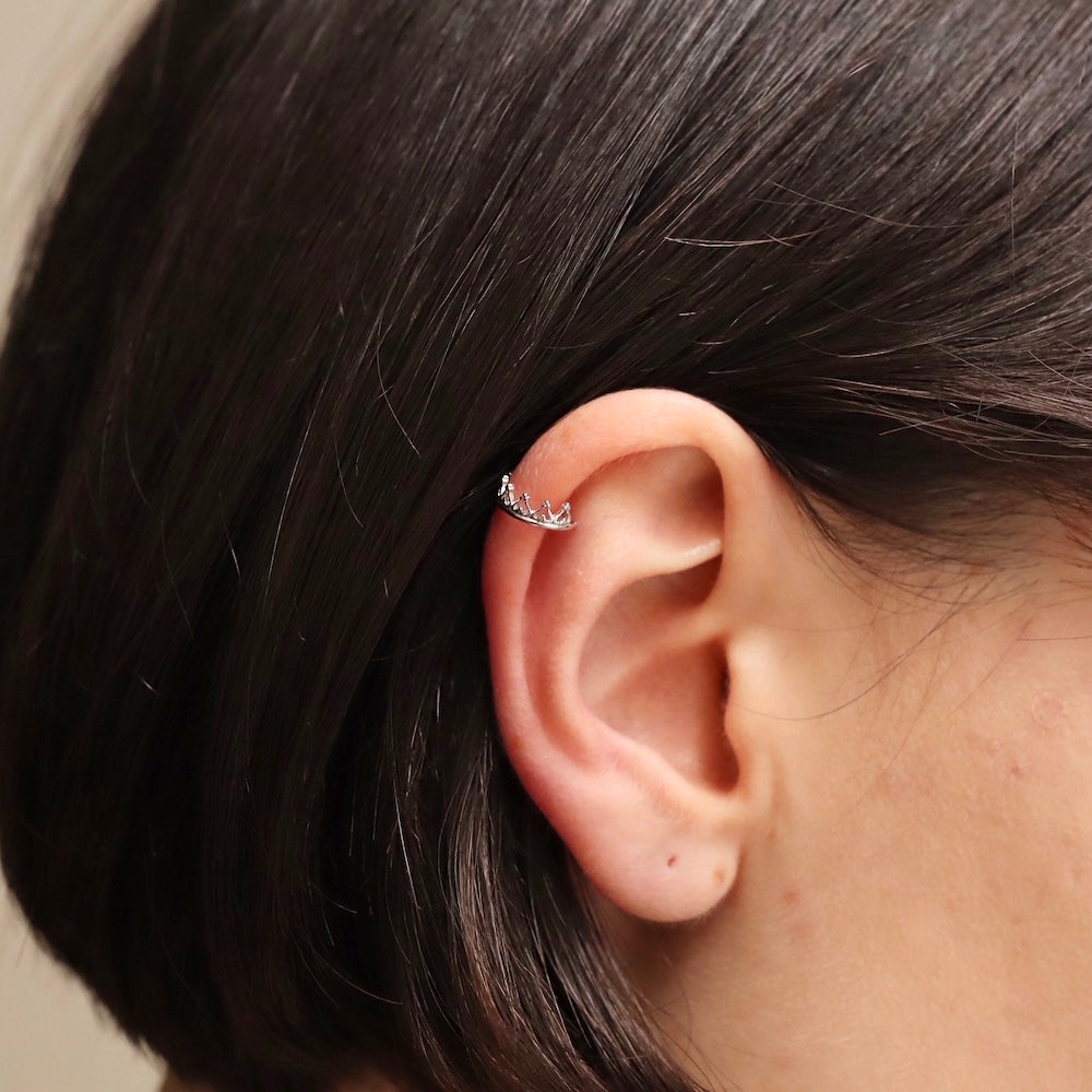 C062 silver925 crown minimum earcuff