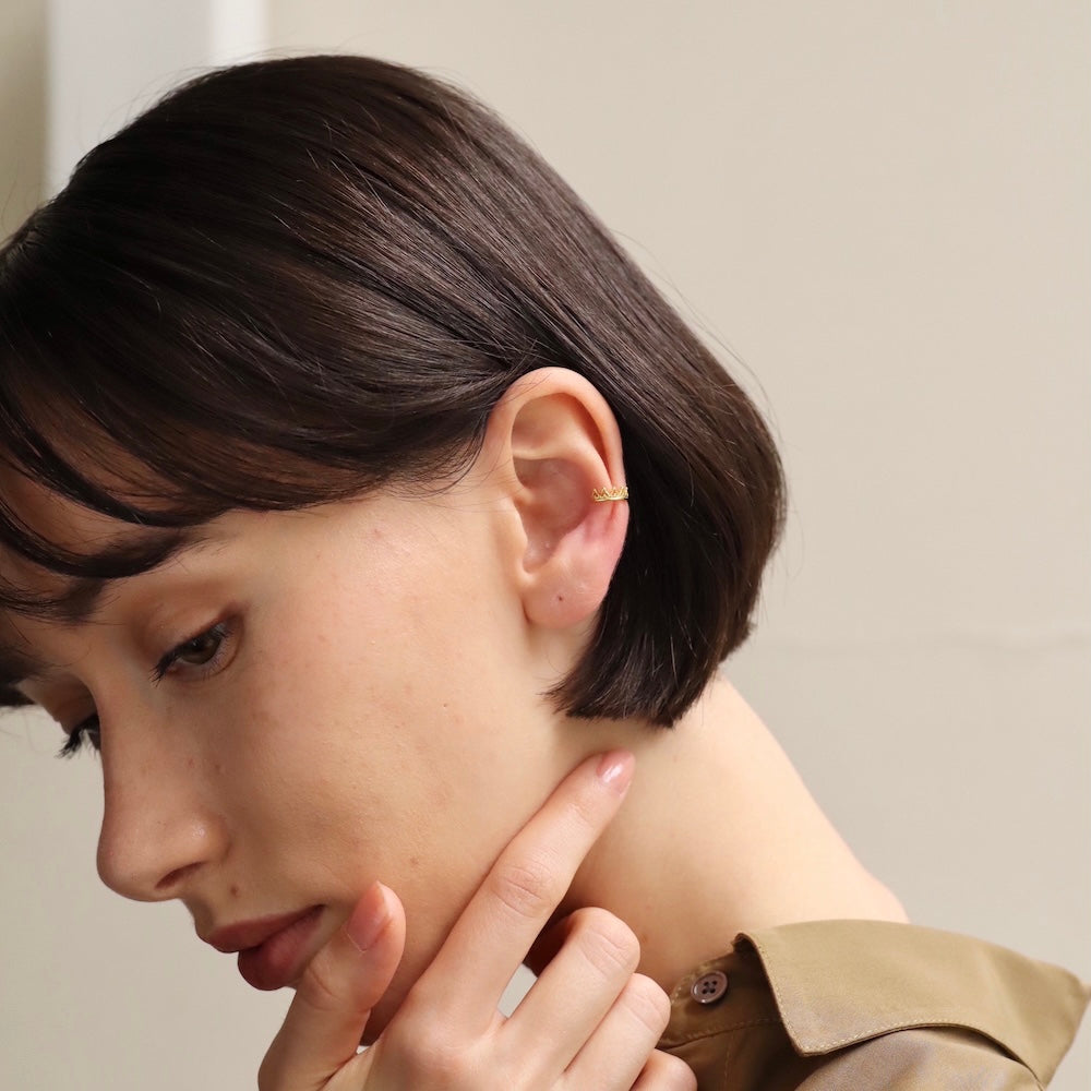 C062 silver925 crown minimum earcuff