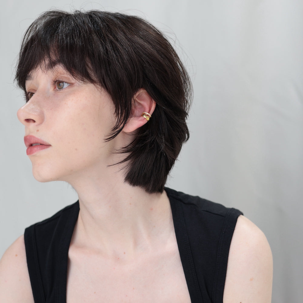 C079 silver925 quilting double earcuff