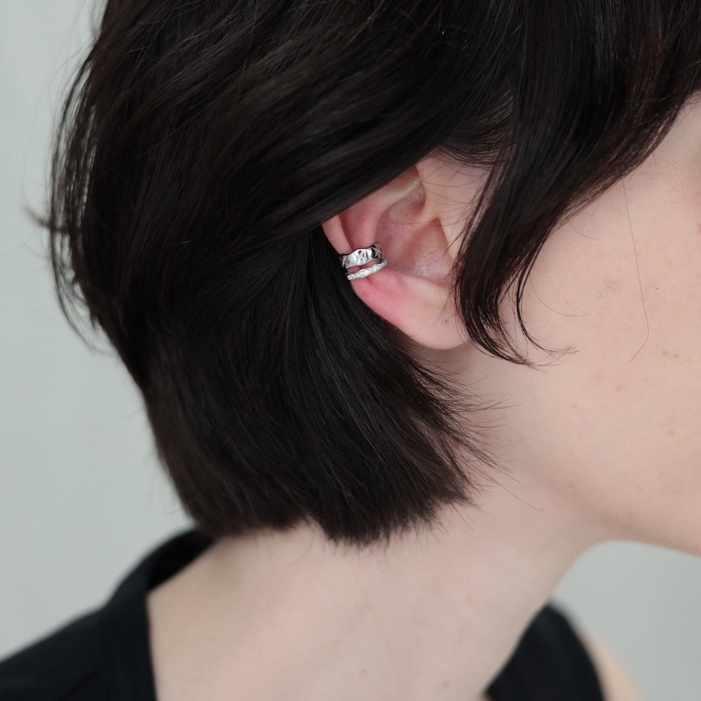 C079 silver925 quilting double earcuff
