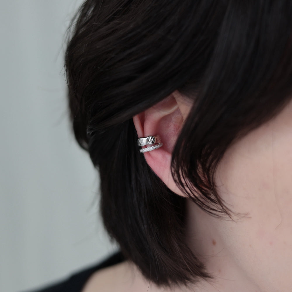 C079 silver925 quilting double earcuff