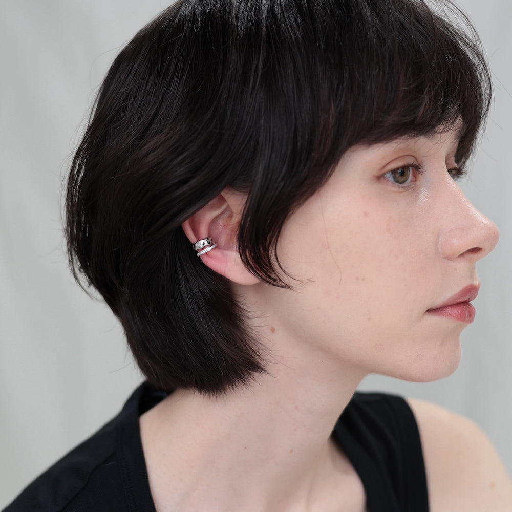 C079 silver925 quilting double earcuff