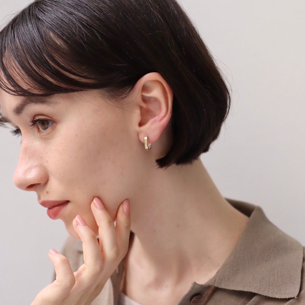P245 silver925 bi-color square hoop pierce
