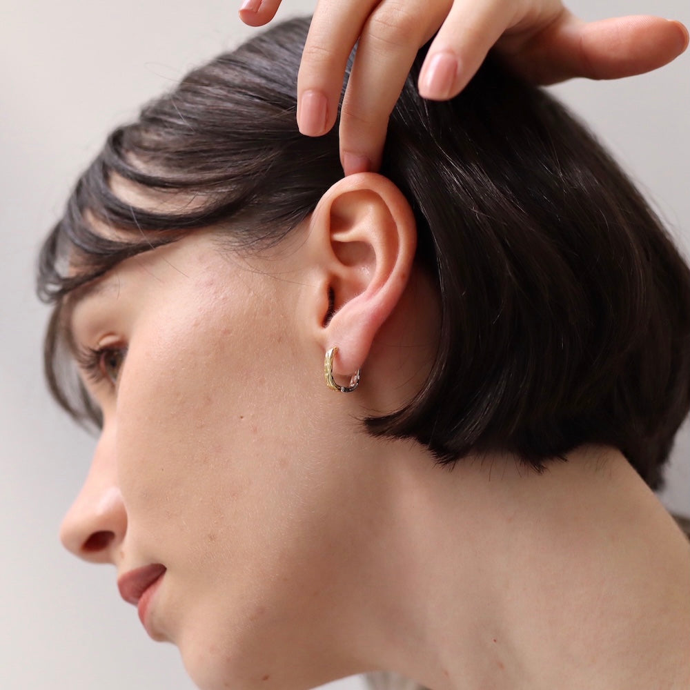 P245 silver925 bi-color square hoop pierce