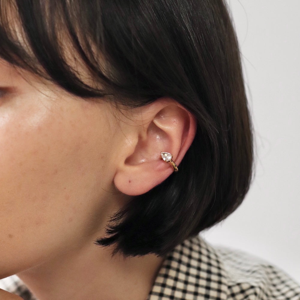 C051 stainless one drop zircon ear cuff
