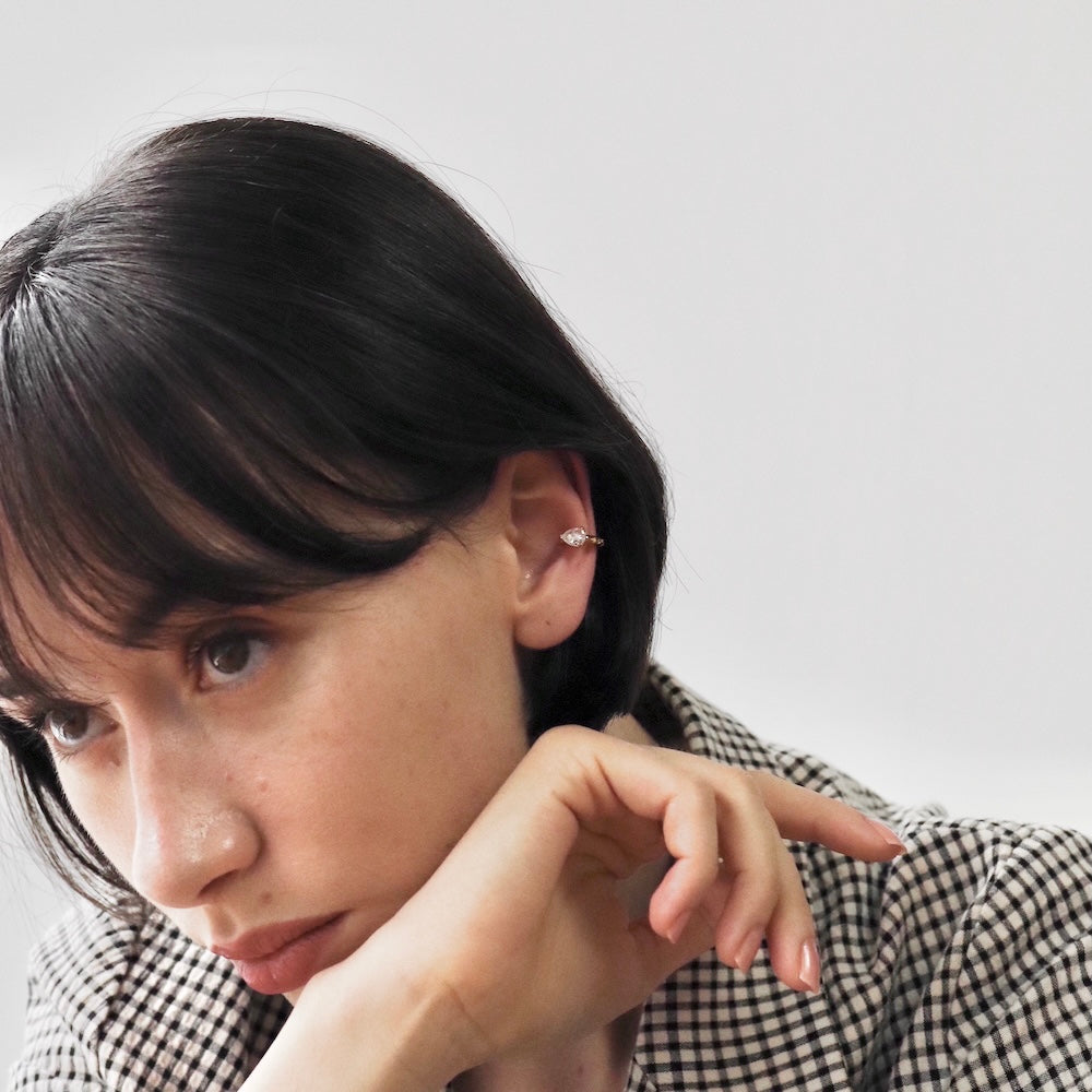 C051 stainless one drop zircon ear cuff